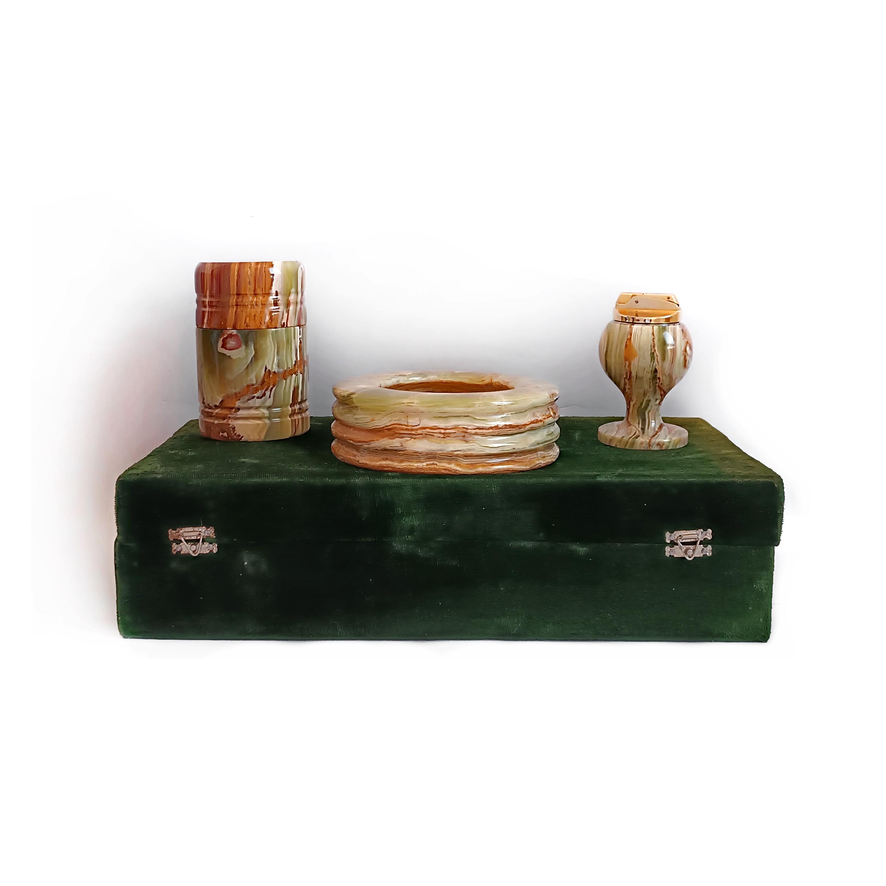 onyx cigarette holder Vintage Box | 1950s Italian Case, Gold Plated Mid Century Jewelry Box Vintage Green Onyx Ashtray Silver