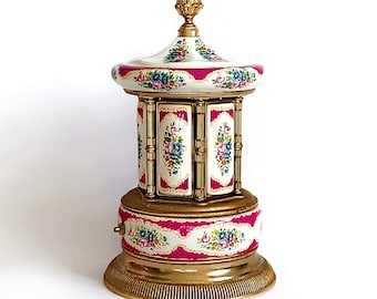 Italian music carousel cigarette dispenser Lipstick holder Made in Italy Collectible cigarette storage Cigar room decor Housewarming gift