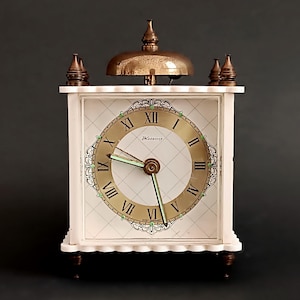 Blessing alarm clock WORKING Antique German wind up clock Mechanical table clock Roman numerals Glow in the dark clock hands Christmas gift