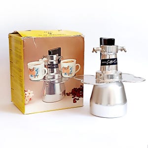 Italian Rapid coffe maker for four cups in original box Made in Italy Aluminium collectible stovetop espresso coffee Christmas gift