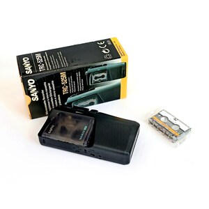 Voice recorder Sanyo TRC-350M with new microcassette Panasonic MC-30 in original box WORKING microcassette recorder Cassette player