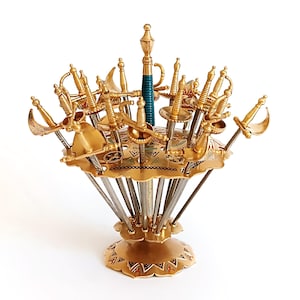 Toledo cocktail swords with stand Collectible Spanish souvenir Appetizer skewers set Martini olive picks Party decoration Christmas gift