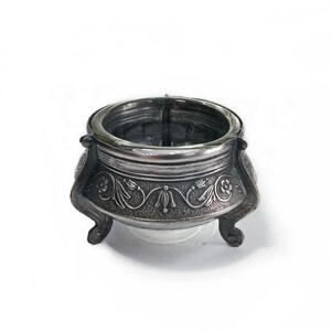 Collectible salt cellar made of melchior Open saltcellar spice jar caviar dish or mustard pot Housewarming gift Holiday table serving decor