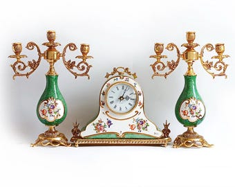 Dresden Design Sandizell Porcelain Clock Table Clock -mercedes