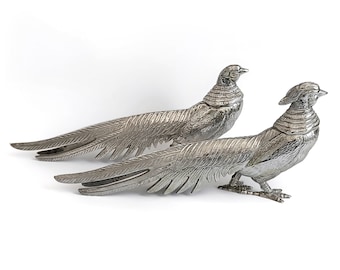 Collectible pheasants statuettes couple Antique pair of pheasant Housewarming gift for bird lover peacock figurine Christmas gift Home decor