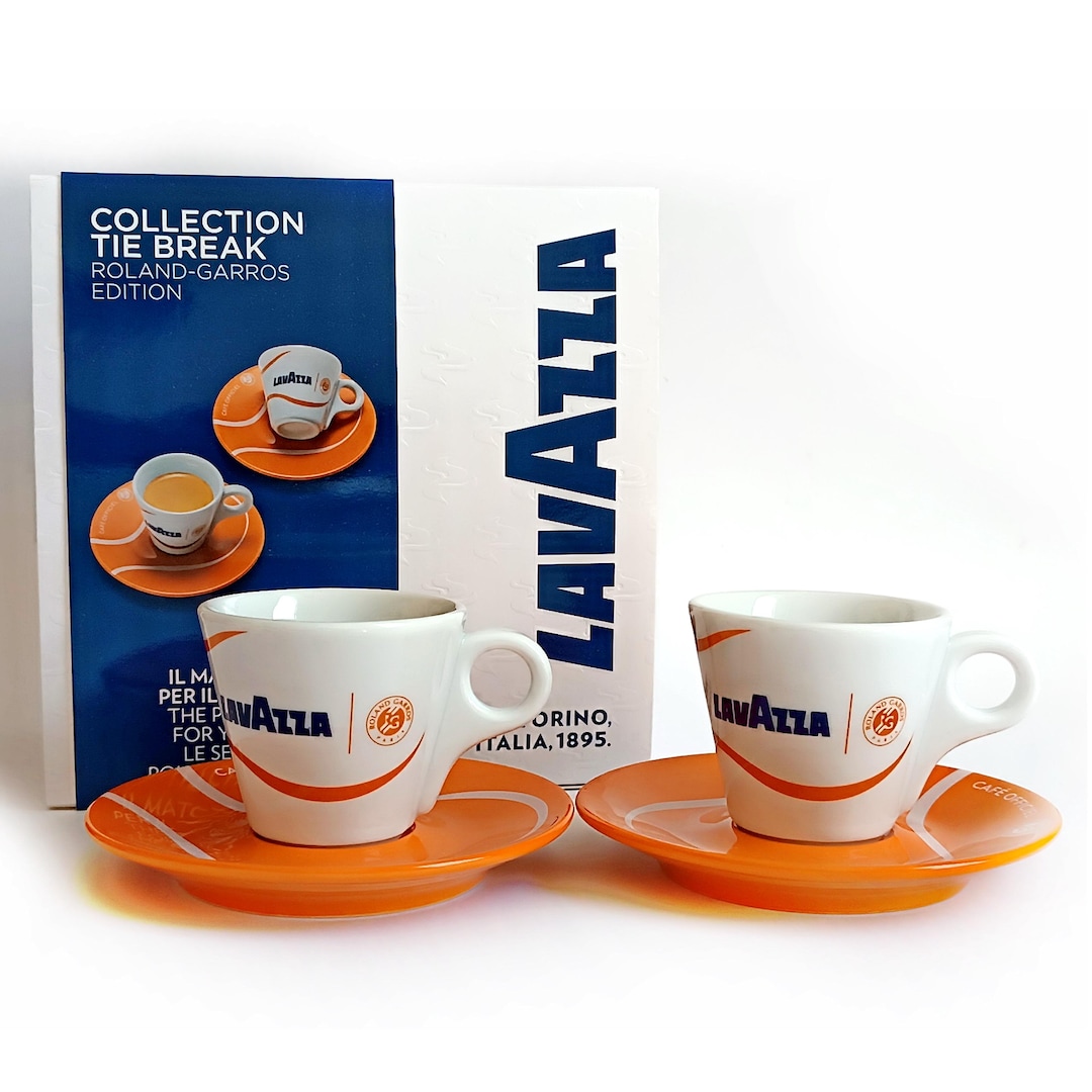 Lavazza Roland Garros Collectible Cups Set of 2 Espresso Cups With
