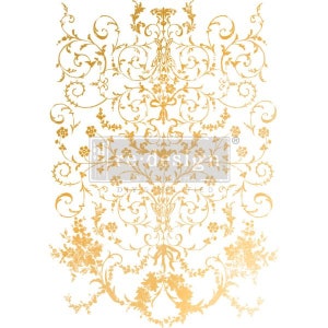 MANOIR TOURBILLON - Décalcomanies décoratives en feuille d'or - dimension totale de la feuille 18 x 24 po, coupée en 2 feuilles