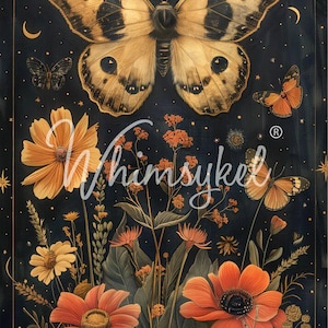 MIDNIGHT MOTH - WhimsyKel Designs - Carta velina per decoupage - 21" x 29"