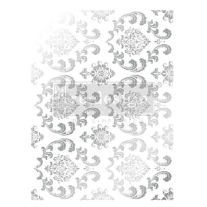 SILVER HOUSE Of DAMASK - Feuille de transfert décor® Kacha - dimension totale de la feuille 18 "x24", coupée en 2 feuilles