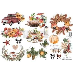 INDISPENSABLES DE L'AUTOMNE - Petits transferts décoratifs redessinés - Transfert décoratif, transfert Prima, transferts auto-adhésifs