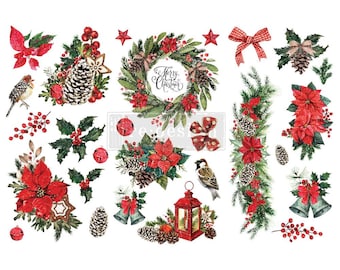 CLASSIC CHRISTMAS - Redesign Decor Small Transfer , Prima Transfer, Decor Transfer, Rub on Transfers