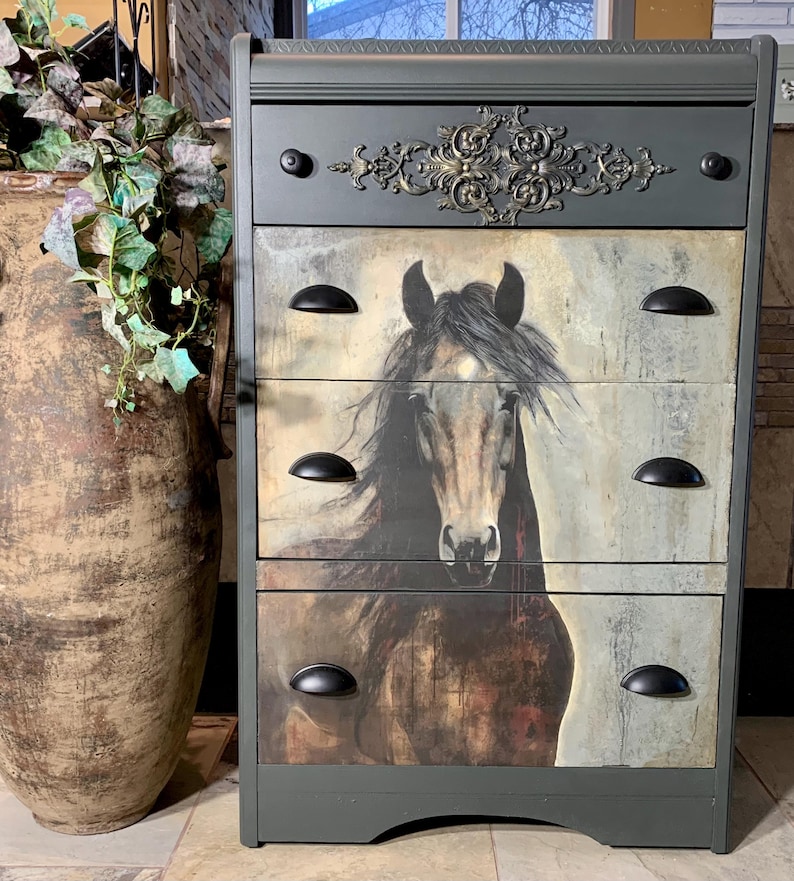 HERZ PFERD Decoupage Seidenpapier - Dekorpapier - Whimsykel Designs - Erhältlich in 2 Größen. Bild 5