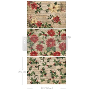 POINSETTIAS - A3 Decoupage Fiber Pack - 3 sheets, 11.7″x16.5″