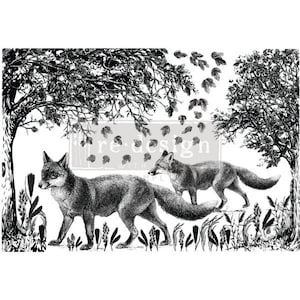 FOX MEADOWS - Dimensioni totali del foglio 24" x 35", tagliato in 2 fogli - Trasferimenti decorativi - Riprogettazione con Prima