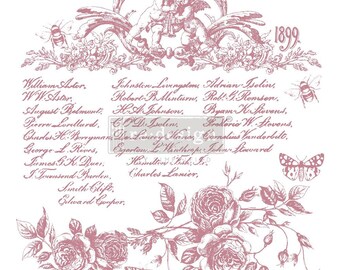 Bloemenscript - herontwerp decor doorzichtige stempel - 12" x 12" - 3 stuks - meubelstempel voor meubels en ambachten