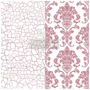Tampon craquelé impérial - Tampon transparent Redesign Decor - 12 x 12 po - 2 pièces - Tampon pour meubles à tamponner avec de la peinture et de l'encre