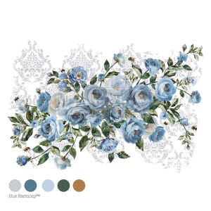 AZURE BLOSSOM - Decor Transfers® - dimension totale de la feuille 61 x 35 cm, coupée en 4 feuilles