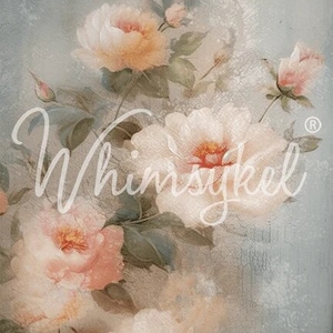WEATHERED ROSES Decoupage Paper - 21" by 29" - Whimsykel Designs