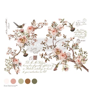 BLOSSOM TWEET - Decor Transfers® – dimension totale de la feuille 61 x 35 cm, coupée en 4 feuilles