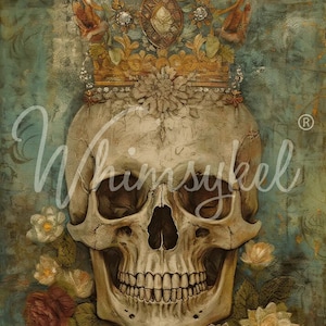 SKULL QUEEN - Carta velina per decoupage - WhimsyKel Designs - 21" x 29" - Carta velina da 18 libbre
