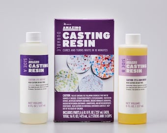 AMAZING CASTING RESIN - includes Parts A and B -  8 fl. oz. / Total 16 fl. oz. + 2 Sticks & 3 cups