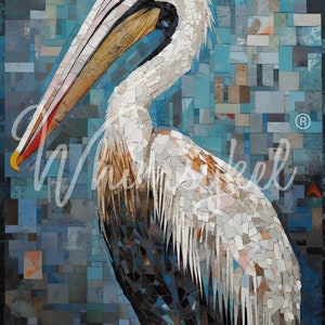MOSAICO PELICANO - Carta per decoupage - WhimsyKel Designs - 21" x 29" - 18 libbre di tessuto