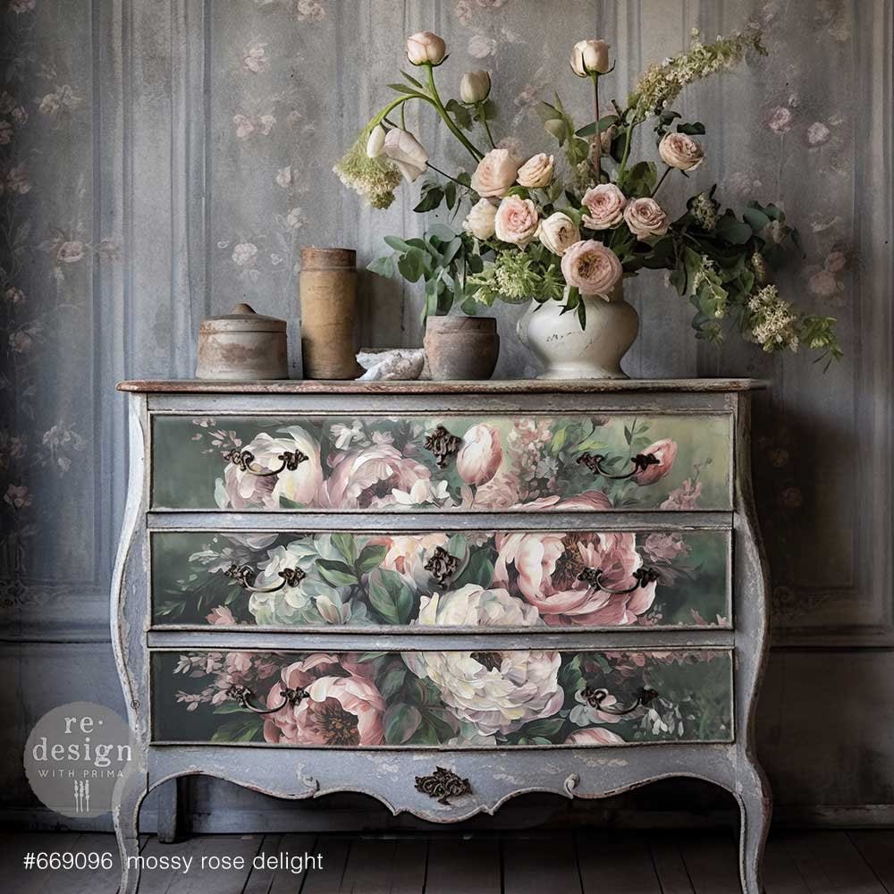 MOSSY ROSE DELIGHT - A1 Decoupage Fiber Paper - Redesign Decoupage ...