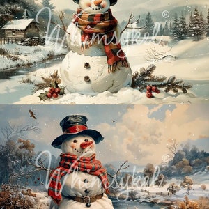 SNOWMAN DUO - Whimsykel-decoupagepapier - 18 pound tissuepapier - 21 x 29 inch