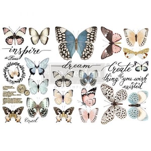 COLLECTIE PAPILLON - Herontwerp decor kleine transfer - 3 vellen, 6 x 12 inch