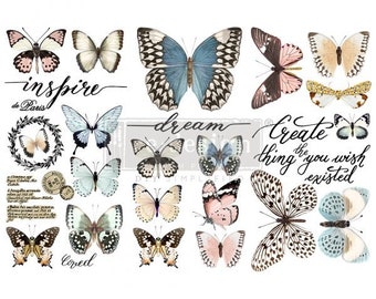 COLLECTION PAPILLON - Petit transfert décoratif Redesign - 3 feuilles, 6" X 12"