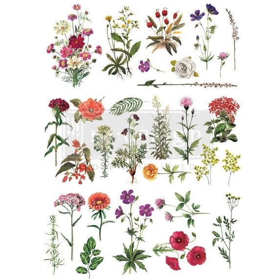 Wild Flowers Re-Design Decor Transfers 6x12 3/Sheets - Prima Marketing