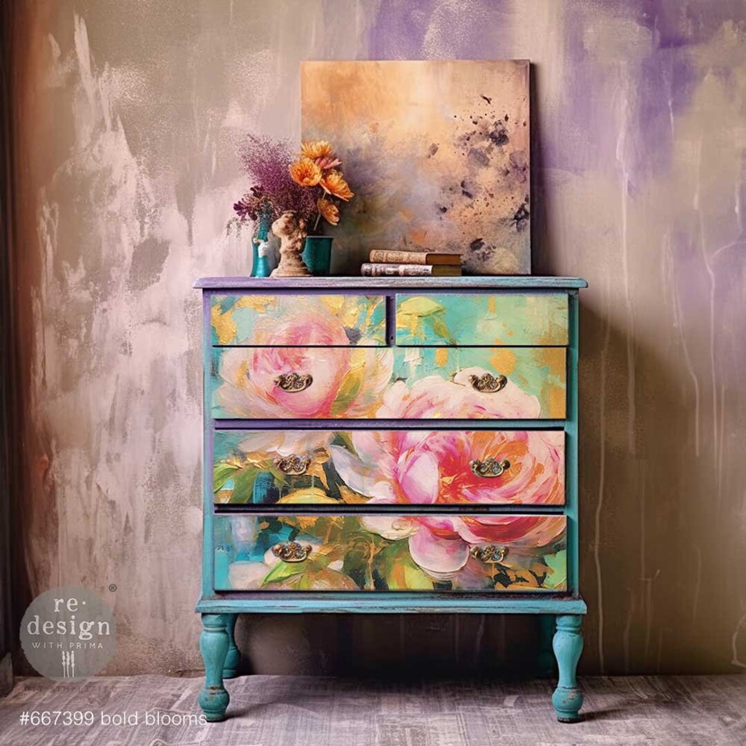 BOLD BLOOMS - A1 Decoupage Fiber Paper - Redesign Decoupage Image - A1 ...