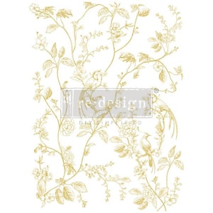 Ein VOGELSONG - Dekor Transfer - Gold Foil Kacha - gesamte Bogengröße 18 &quot;x 24&quot; , auf 2 Bögen geschnitten
