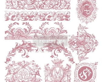 CHATEAU DE SAVERNE -  ReDesign Decor Clear-Cling Stamp - 12" x 12"  - 10 pieces- Furniture Stamp for Paint andd Ink