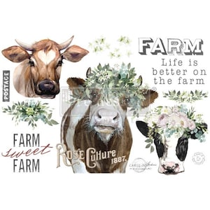 GOLDEN FIELDS FARMS - Dimensions totales de la feuille - 24 x 35 po, coupée en 2 feuilles - Rub ons de meubles