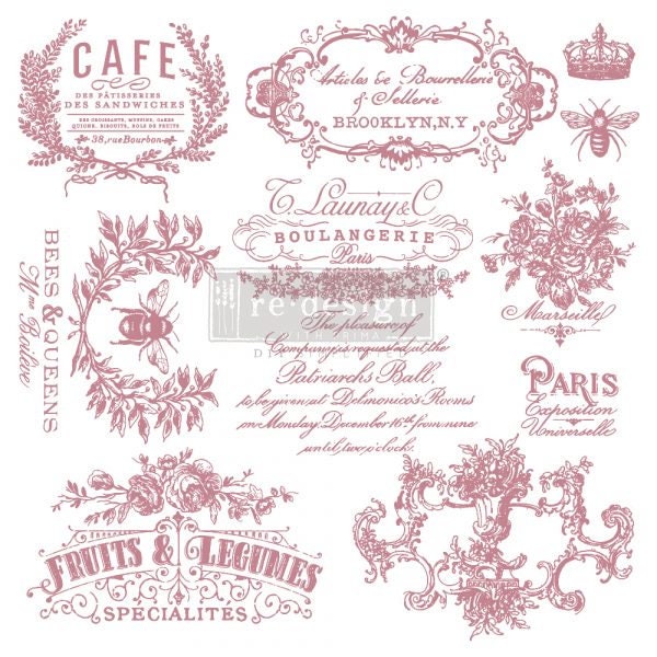 I See Paris Stamp -  Redesign Decor Clear-Cling Stamp - 12" x 12"  - 11  pieces- Furnture Stamp