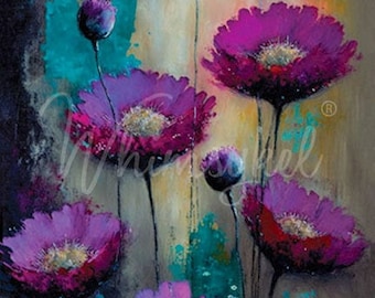 PURPLE POPPIES - Decoupage Tissue - 20" by 30" - Decorative Tissue - Whimsykel Designs