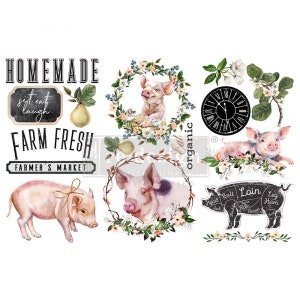FARM FRESH - Petits transferts décoratifs Redesign - 3 feuilles, 6 x 12 po, transferts Prima, transfert decor, frotter sur les transferts