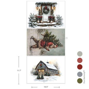 SANTA&#39;S WOODLAND STROLL - A3 Decoupage Fiber Pack  – 3 sheets, 11.7″x16.5″