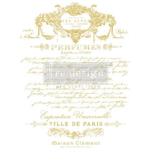 Notes de parfum - transfert décoratif - feuille d'or kacha - dimension totale de la feuille 18 x 24 po, coupée en 2 feuilles