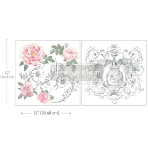 Odeur de Rose Maxi Transfer - Rub on Transfer - Furniture Decor  Transfer - 2 sheets - 12" x 12"