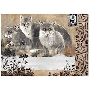 CALM FOXES - Fibre de découpage A1 - 1 feuille, format A1