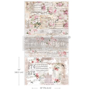 SHABBY CHIC SHEETS - Pacote de papel de seda para decoração de decoupage - 3 folhas, 19,5" x 30" cada