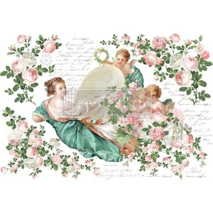 CHAMBRE De LA REINE - Decor Transfers® - Dimensions totales de la feuille 24″X35″, coupée en 2 feuilles