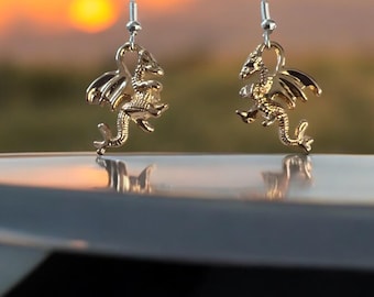 Boucles D'oreilles Pendantes Argent 925 Dragon Malachite 3.9g - Neuf Avec étiquettes