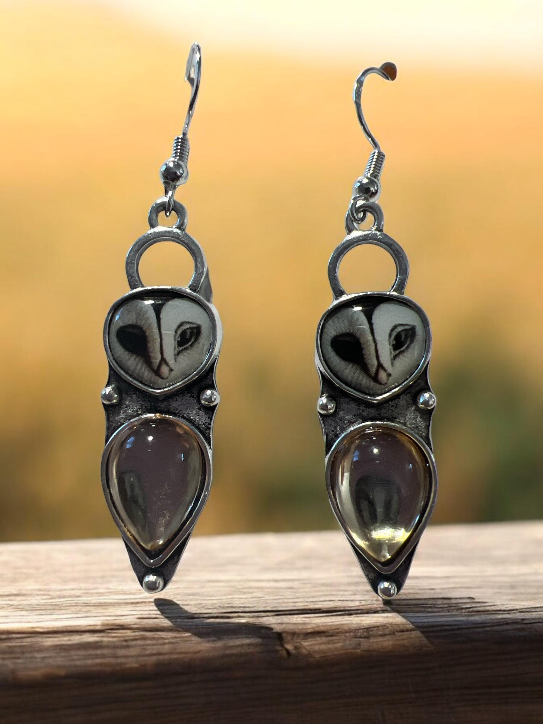 Owl Earrings with 925 Sterling Silver Hooks for sensitive ears.