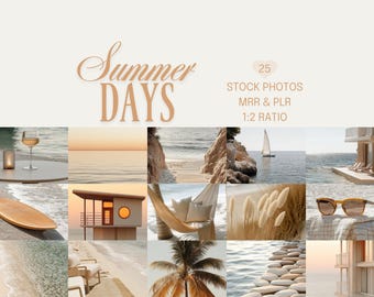 Beach Stock Photos: Summer Golden Hour Photography, PLR MRR (Digital Download)