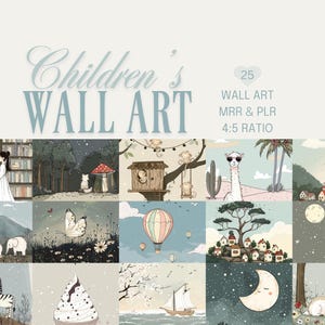 Wall Art Print Bundle, illustrierte Wandkunst, Kinderwandkunst, illustrierte Drucke, verkaufsfertig, MRR Weiterverkaufsrechte, PLR, Wohnkultur