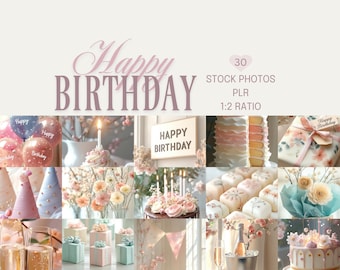 Happy Birthday Stock Photos Bundle: Cake, Balloons, Gifts & Celebration Scenes (PLR, Digital Download)