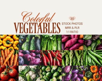 Colorful Vegetable Stock Photos: 30 Vibrant Food Images, Root Vegetables, Leafy Greens (PLR, MRR)